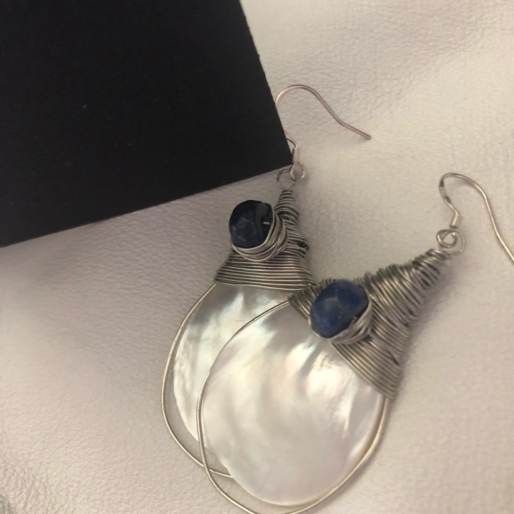 Mother of Pearl & Lapis Lazuli Drop Earrings